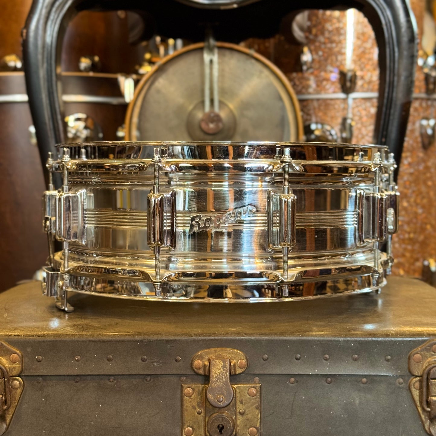 VINTAGE 1960's Rogers 5x14 Chrome over Brass Dynasonic