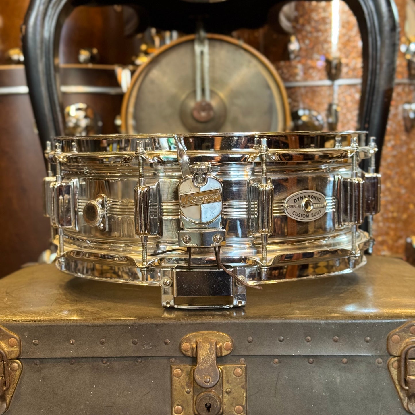 VINTAGE 1960's Rogers 5x14 Chrome over Brass Dynasonic
