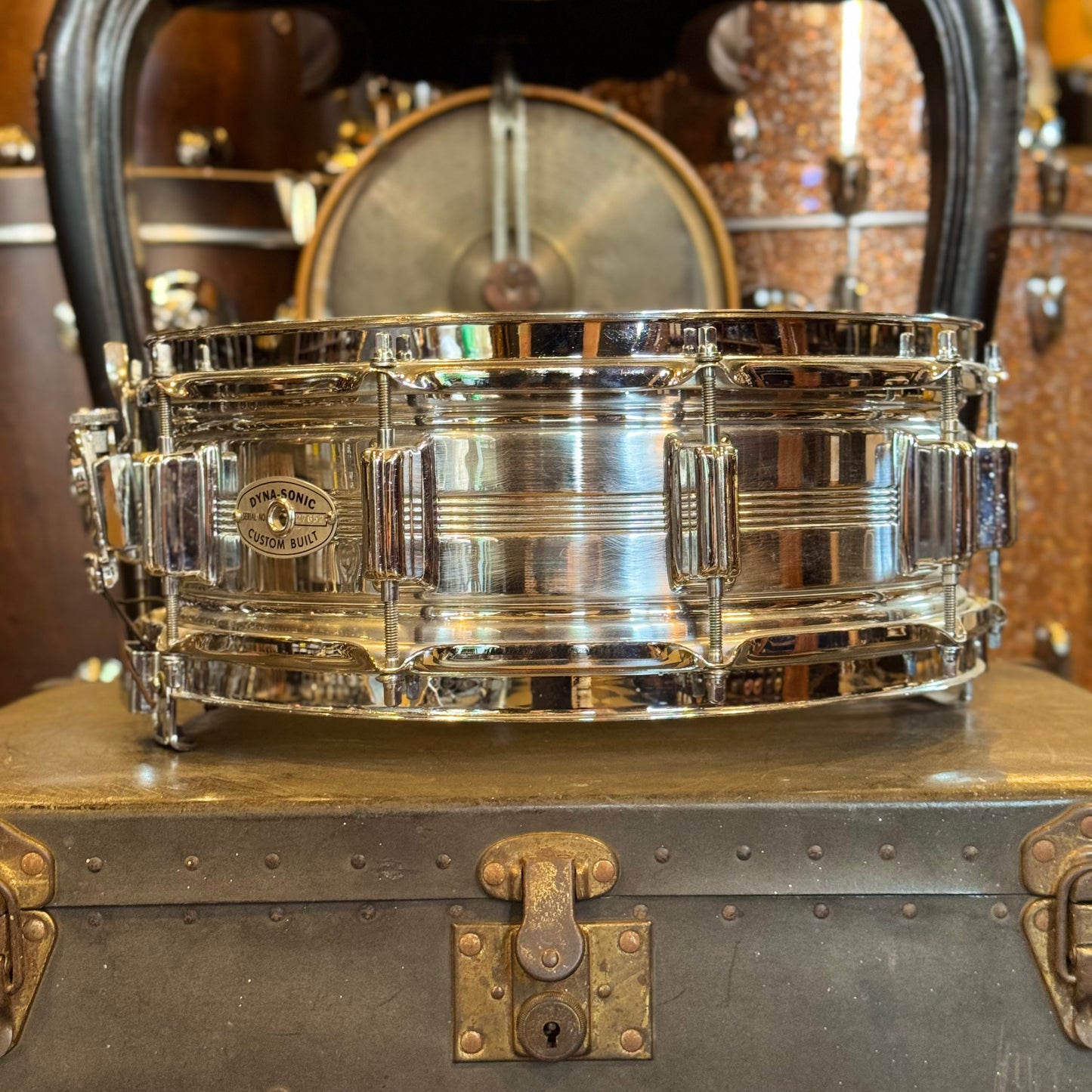 VINTAGE 1960's Rogers 5x14 Chrome over Brass Dynasonic