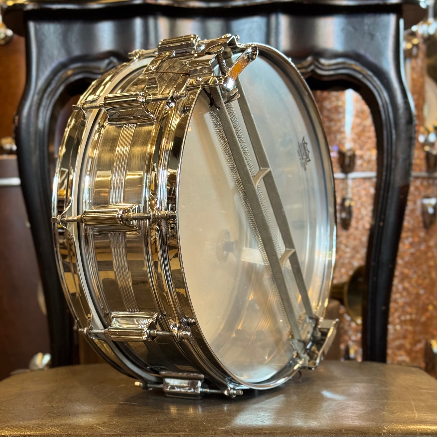 VINTAGE 1960's Rogers 5x14 Chrome over Brass Dynasonic