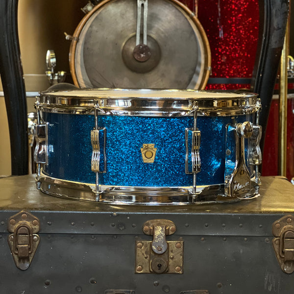 VINTAGE 1960-1963 Ludwig Pre-Serial 5.5x14 Super Classic Snare Drum in Blue Sparkle