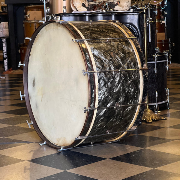 VINTAGE 1940's Leedy 14x28 Spartan Bass Drum in Black Diamond Pearl