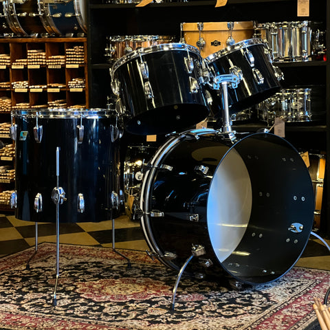 VINTAGE 1970's Ludwig Vistalite in Solid Black -- 14x22, 8x12, 9x13, 16x16