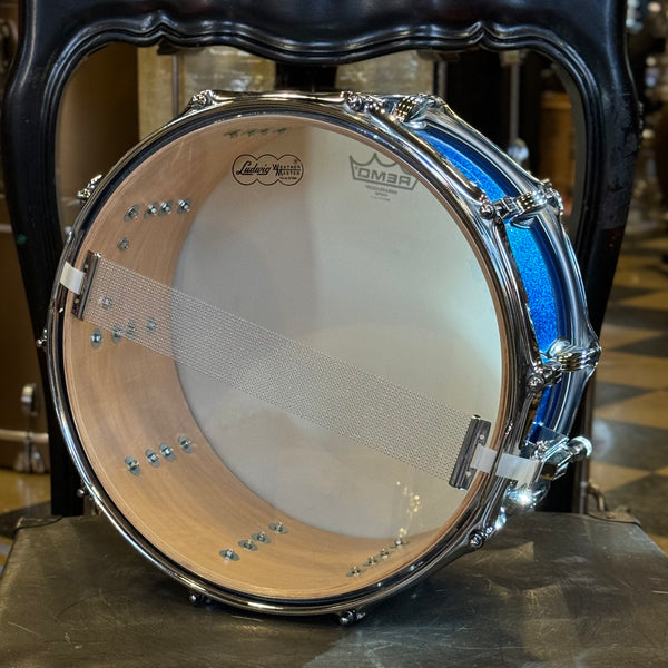 USED Ludwig 6.5x14 Classic Maple Snare Drum in Blue Sparkle