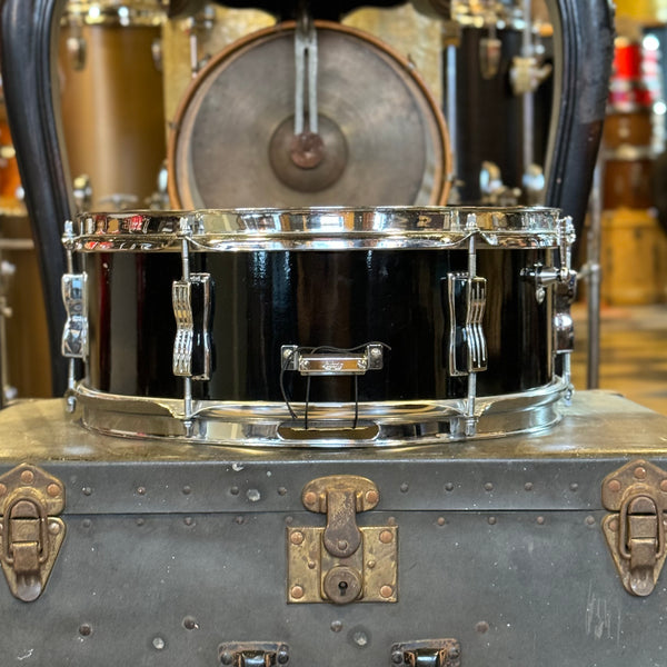 VINTAGE 1960's Ludwig 5x14 Pioneer 6-Lug Snare Drum in Black Duco