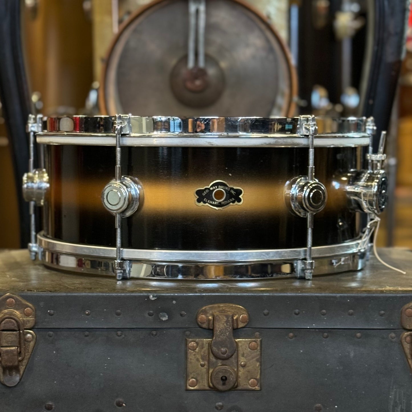 VINTAGE 1960's George Way 5.5x14 Studio Model Snare Drum in Black & Gold Duco