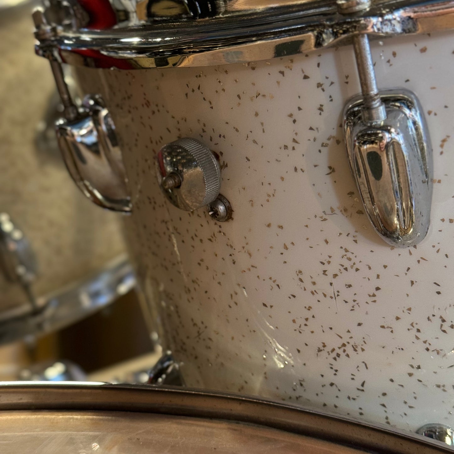 VINTAGE 1970's Slingerland Rock Outfit in Sparkling White Pearl - 14x24, 9x13, 10x14, 16x16