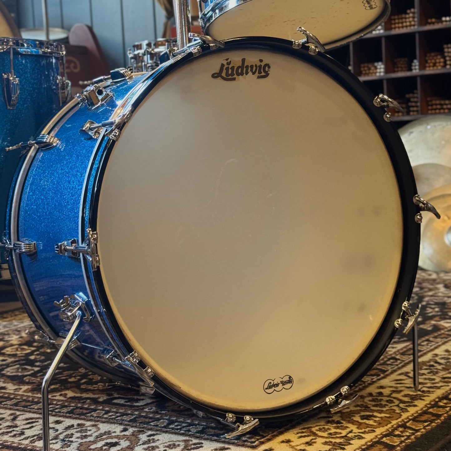 VINTAGE 1964 Ludwig Classic Outfit in Blue Sparkle - 14x22, 9x13, 16x16, 5x14 Ludwig Supersensitive