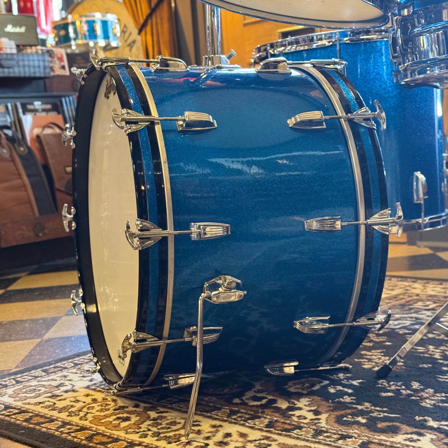VINTAGE 1964 Ludwig Classic Outfit in Blue Sparkle - 14x22, 9x13, 16x16, 5x14 Ludwig Supersensitive