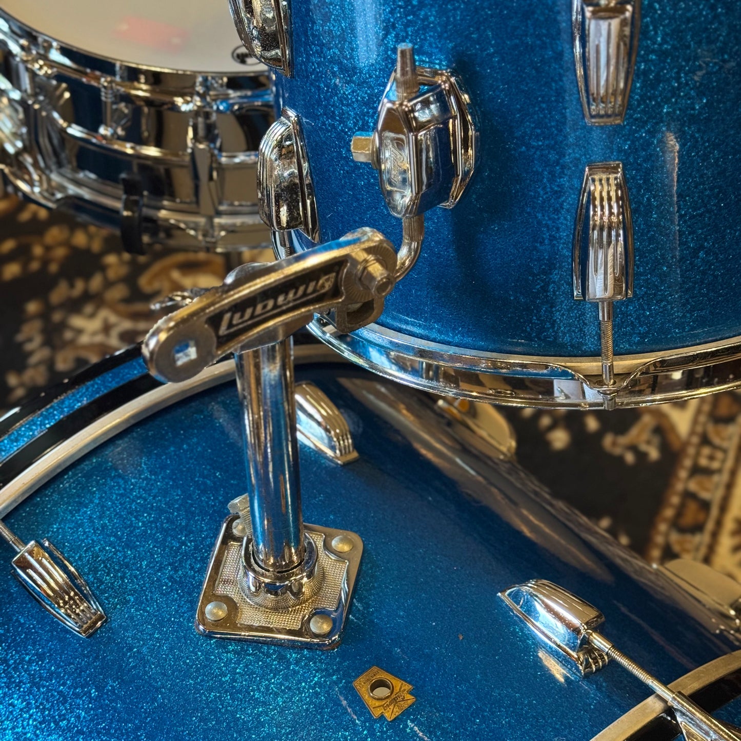VINTAGE 1964 Ludwig Classic Outfit in Blue Sparkle - 14x22, 9x13, 16x16, 5x14 Ludwig Supersensitive