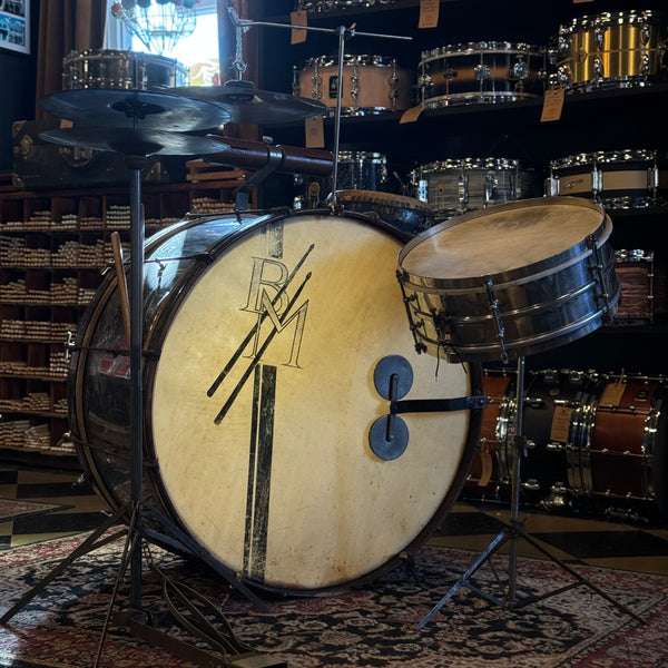 VINTAGE 1920s-30s Ludwig Trap Kit in Black Diamond Pearl with 5x14 Universal Snare Drum - 14x28, 5x14