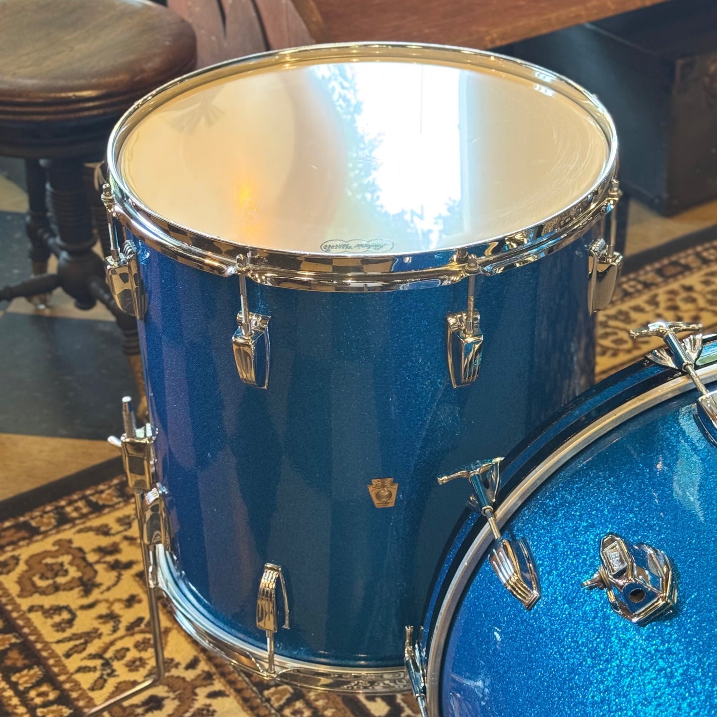 VINTAGE 1964 Ludwig Classic Outfit in Blue Sparkle - 14x22, 9x13, 16x16, 5x14 Ludwig Supersensitive