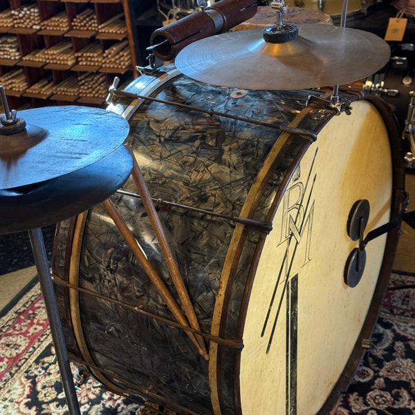 VINTAGE 1920s-30s Ludwig Trap Kit in Black Diamond Pearl with 5x14 Universal Snare Drum - 14x28, 5x14