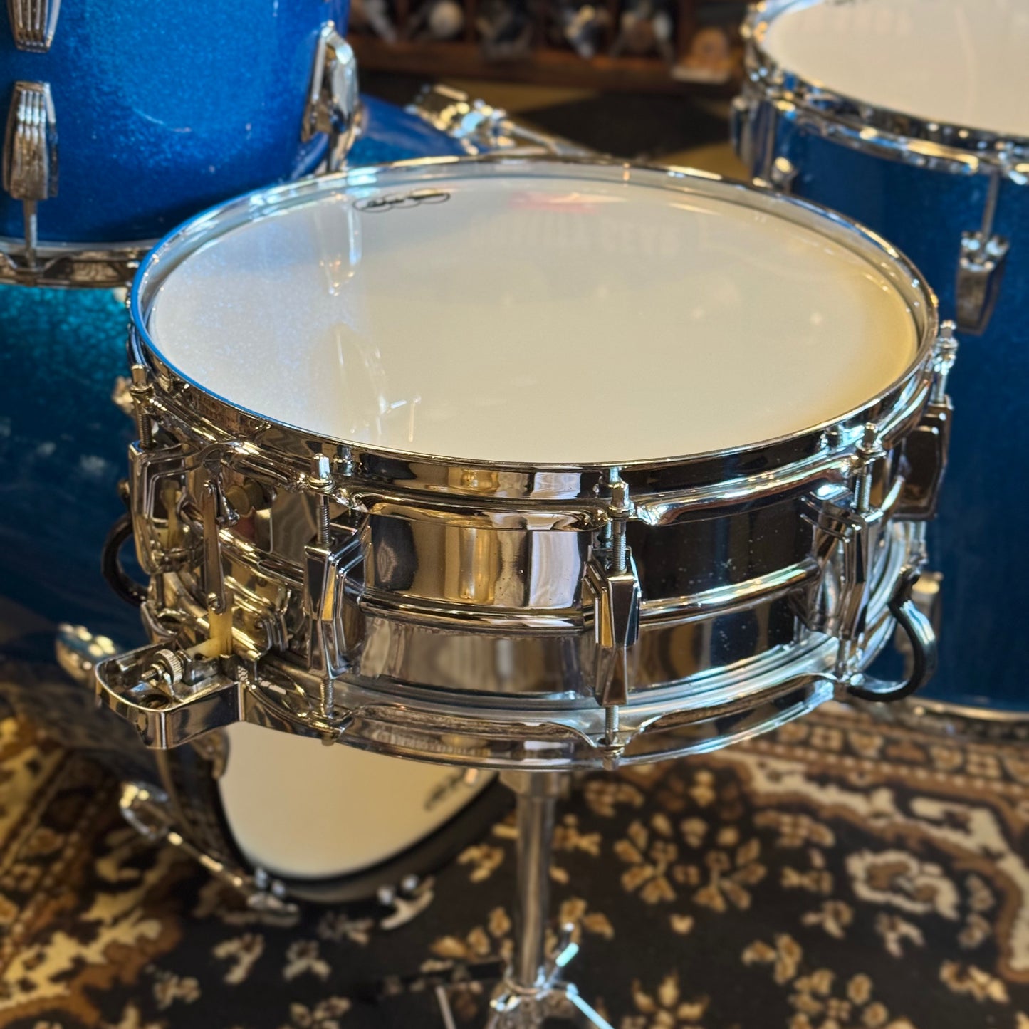 VINTAGE 1964 Ludwig Classic Outfit in Blue Sparkle - 14x22, 9x13, 16x16, 5x14 Ludwig Supersensitive