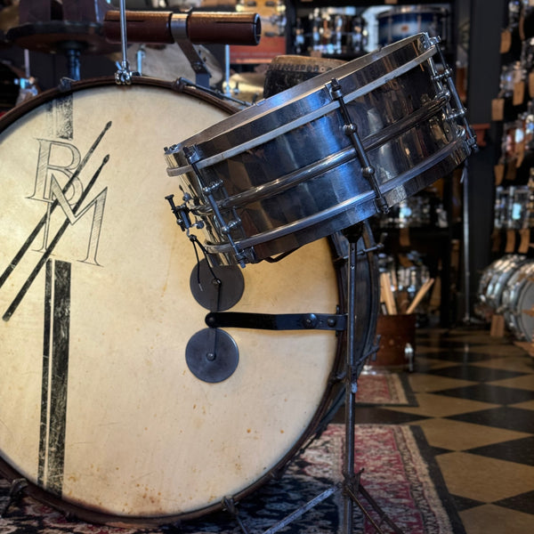 VINTAGE 1920s-30s Ludwig Trap Kit in Black Diamond Pearl with 5x14 Universal Snare Drum - 14x28, 5x14