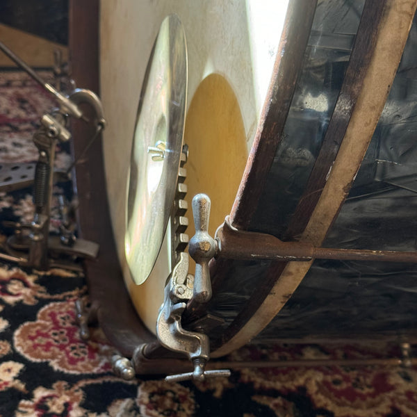 VINTAGE 1920s-30s Ludwig Trap Kit in Black Diamond Pearl with 5x14 Universal Snare Drum - 14x28, 5x14