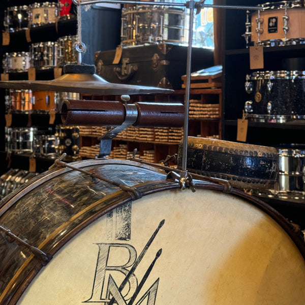 VINTAGE 1920s-30s Ludwig Trap Kit in Black Diamond Pearl with 5x14 Universal Snare Drum - 14x28, 5x14