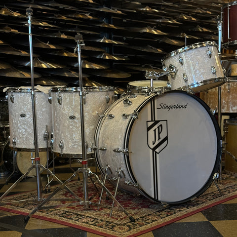 VINTAGE 1970's Slingerland 80n "Buddy Rich Outfit" In White Marine Pearl - 14x24, 9x13, 16x16, 16x16, 5x14