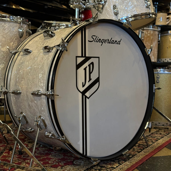 VINTAGE 1970's Slingerland 80n "Buddy Rich Outfit" In White Marine Pearl - 14x24, 9x13, 16x16, 16x16, 5x14