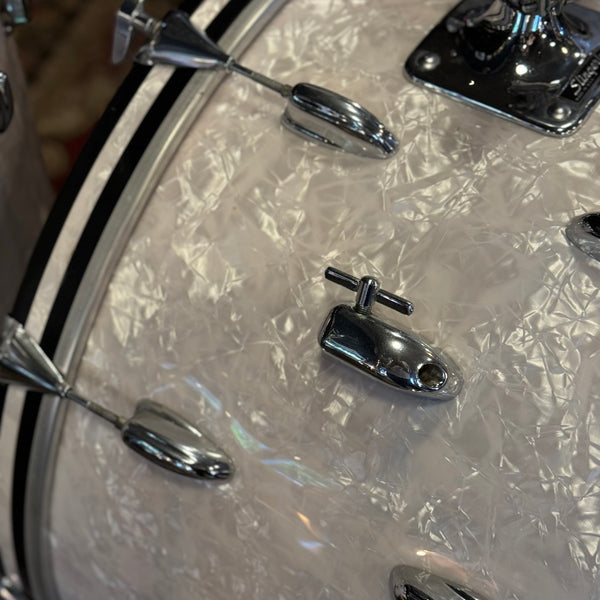 VINTAGE 1970's Slingerland 80n "Buddy Rich Outfit" In White Marine Pearl - 14x24, 9x13, 16x16, 16x16, 5x14