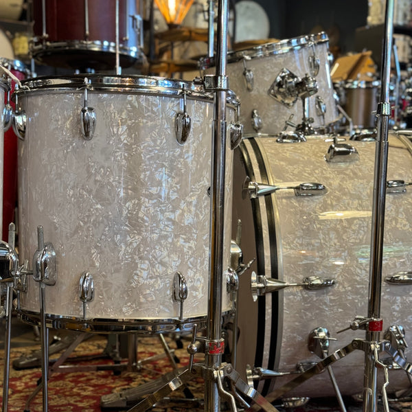 VINTAGE 1970's Slingerland 80n "Buddy Rich Outfit" In White Marine Pearl - 14x24, 9x13, 16x16, 16x16, 5x14