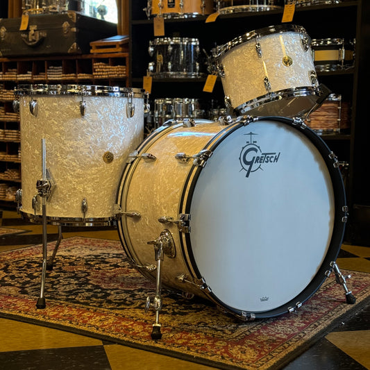 USED (Like New) Gretsch USA Custom in White Marine Pearl - 14x22, 9x13, 16x16