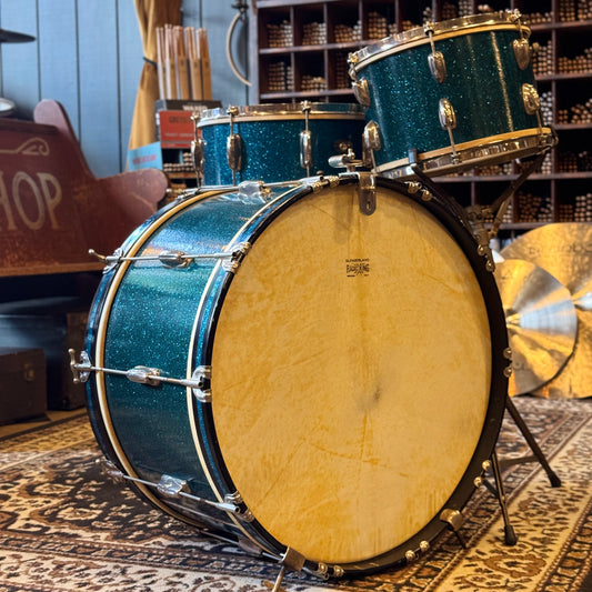 VINTAGE 1950's Slingerland JR Outfit in Blue Sparkle - 12x22, 8x12, 5.5x14