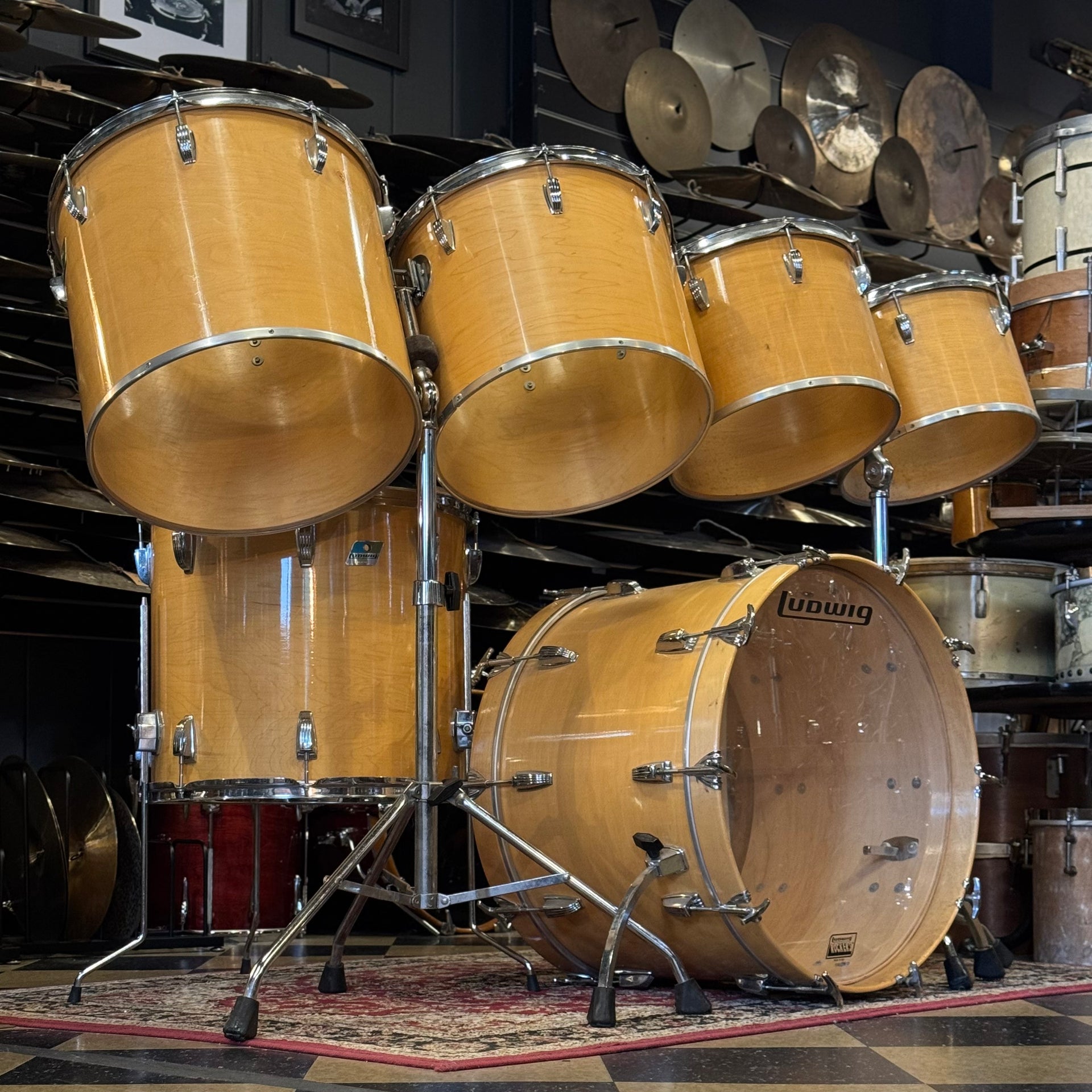 VINTAGE 1970's Ludwig Quadraplus Concert Tom kit in Natural