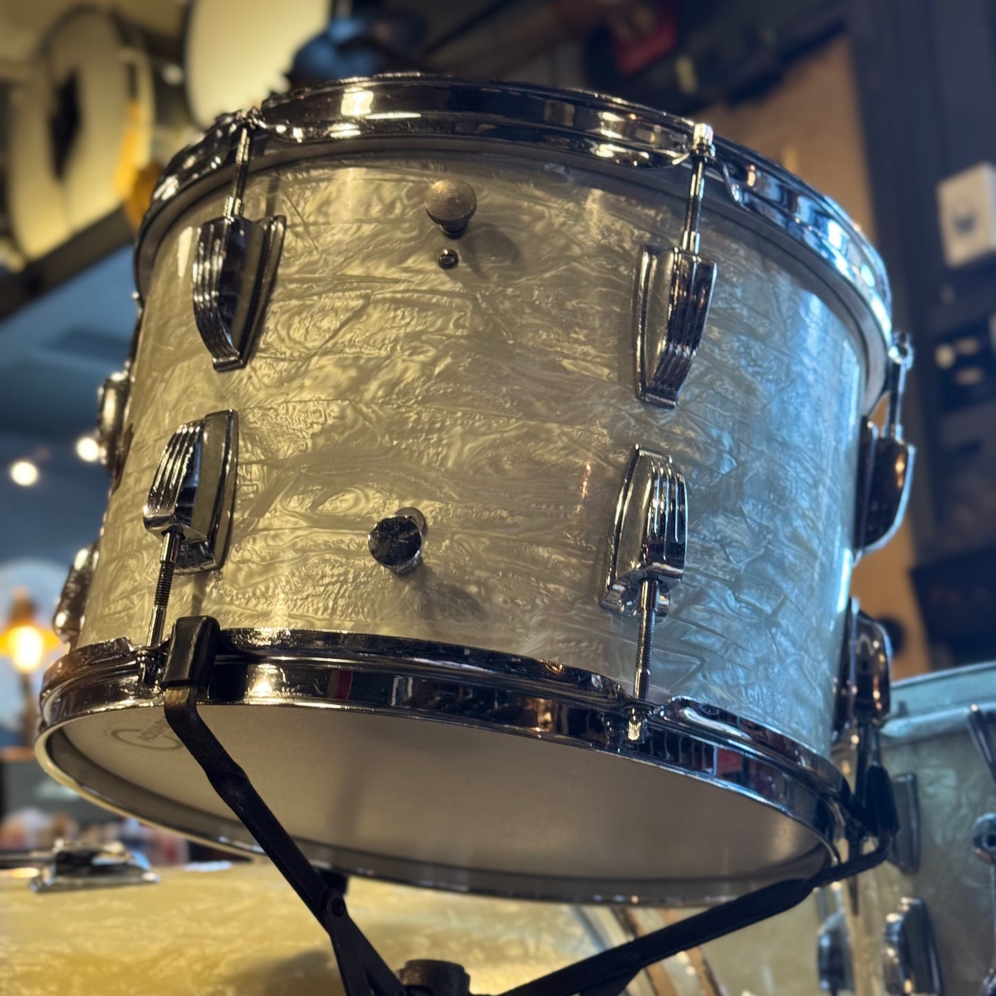 VINTAGE 1950's WFL Drum Set in White Marine Pearl - 14x24, 9x13, 16x16, 16x16, 6.5x14