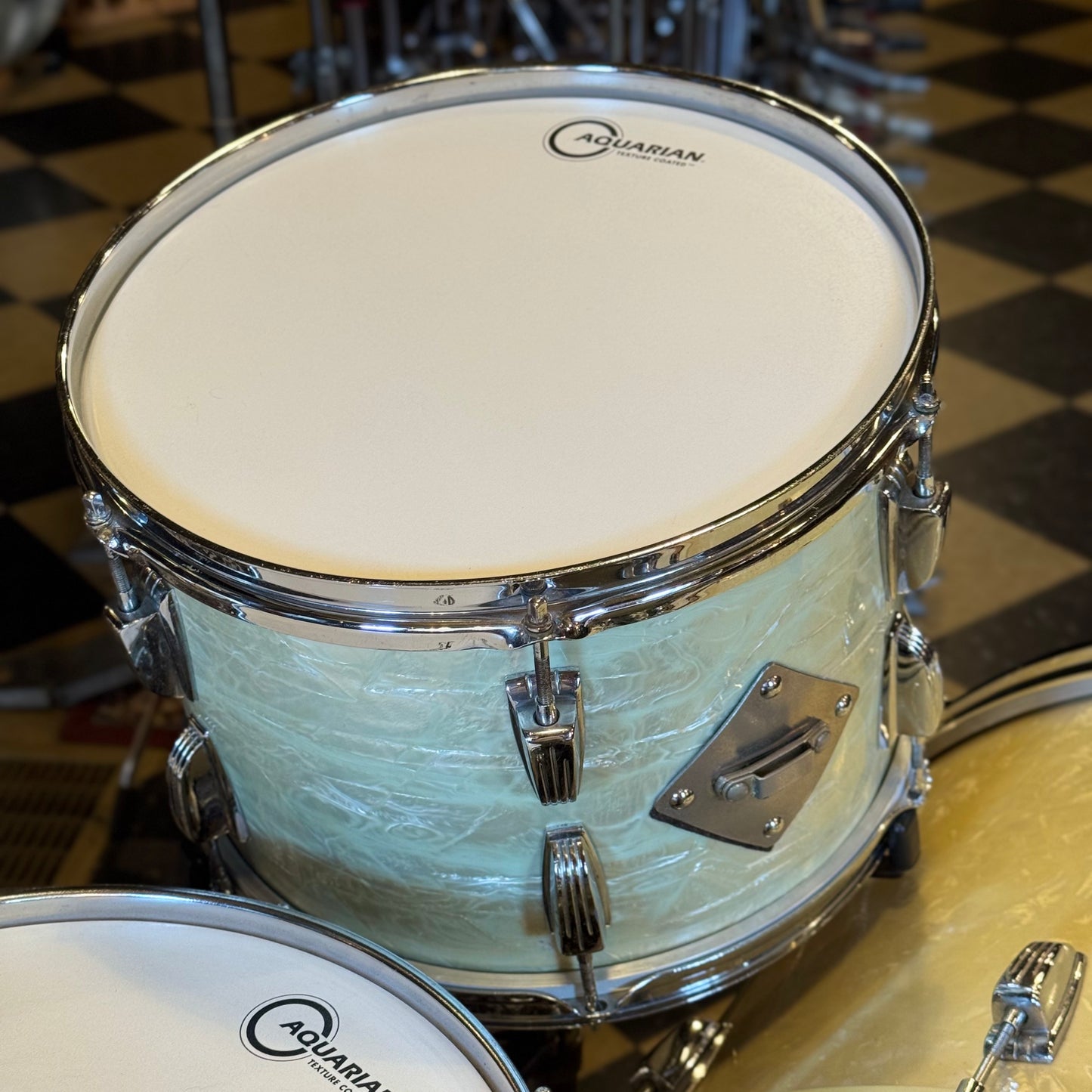 VINTAGE 1950's WFL Drum Set in White Marine Pearl - 14x24, 9x13, 16x16, 16x16, 6.5x14