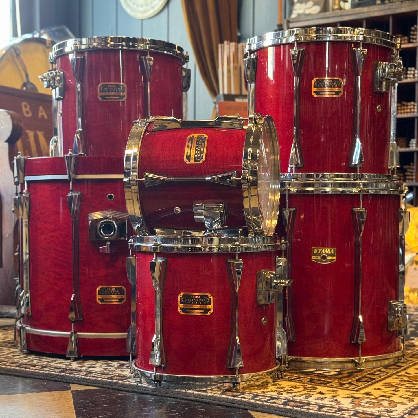 USED 1990's Tama Artstar Custom in Red Lacquer - 16x22, 10x10, 11x12, 12x13, 13x14, 16x16