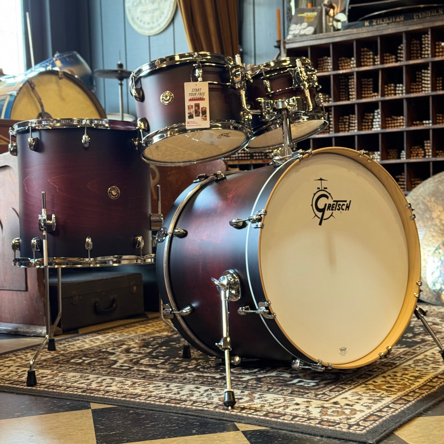 NEW Gretsch Catalina Maple in Satin Deep Cherry Burst - 16x22, 7x10, 8x12, 16x16