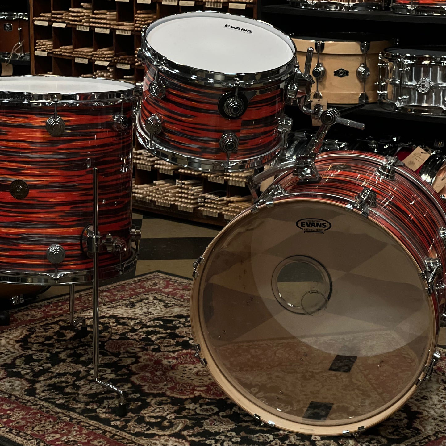 USED DW Collector's Jazz Series Maple/Gum Drum Set in Tiger Oyster - 16x20, 8x12, 16x16