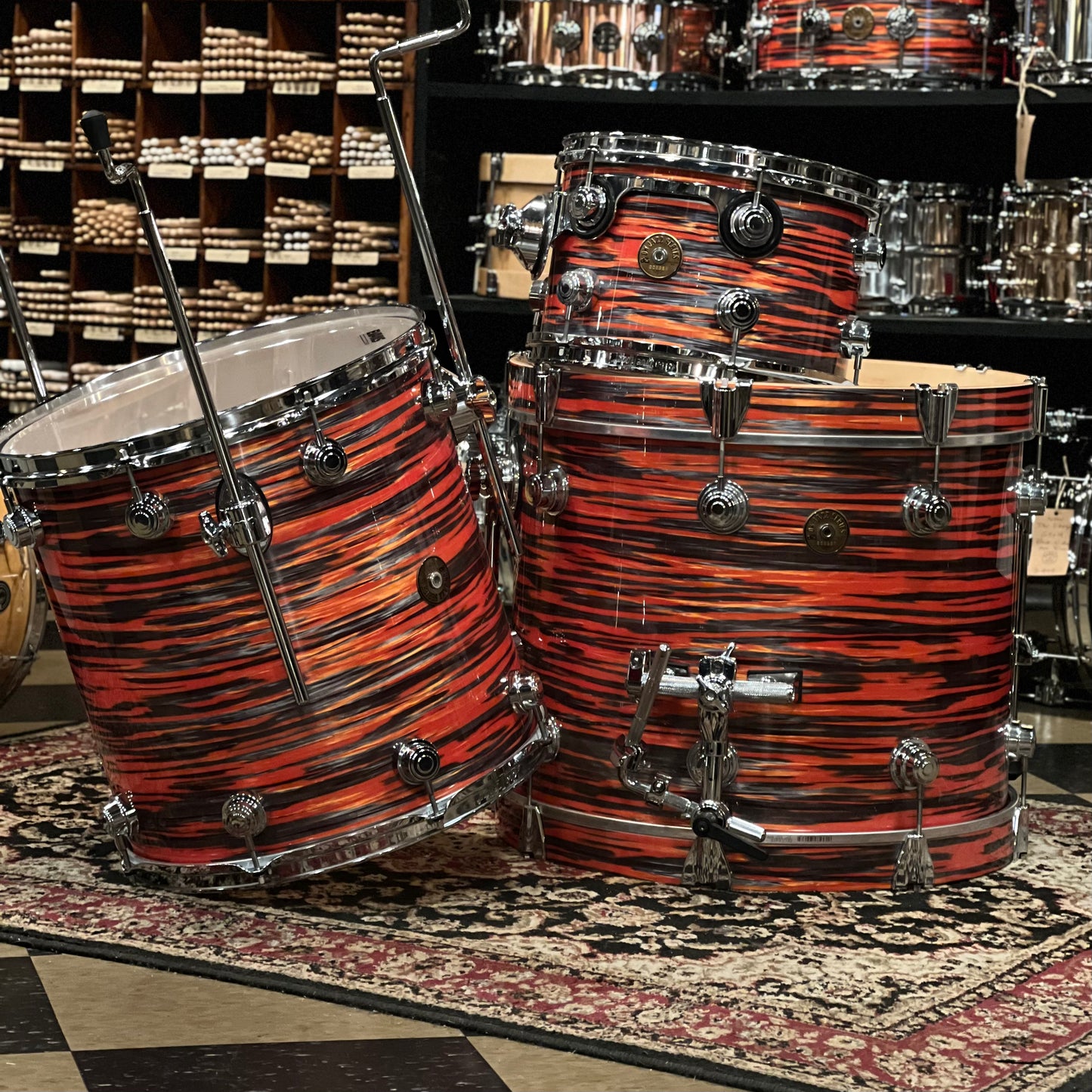 USED DW Collector's Jazz Series Maple/Gum Drum Set in Tiger Oyster - 16x20, 8x12, 16x16