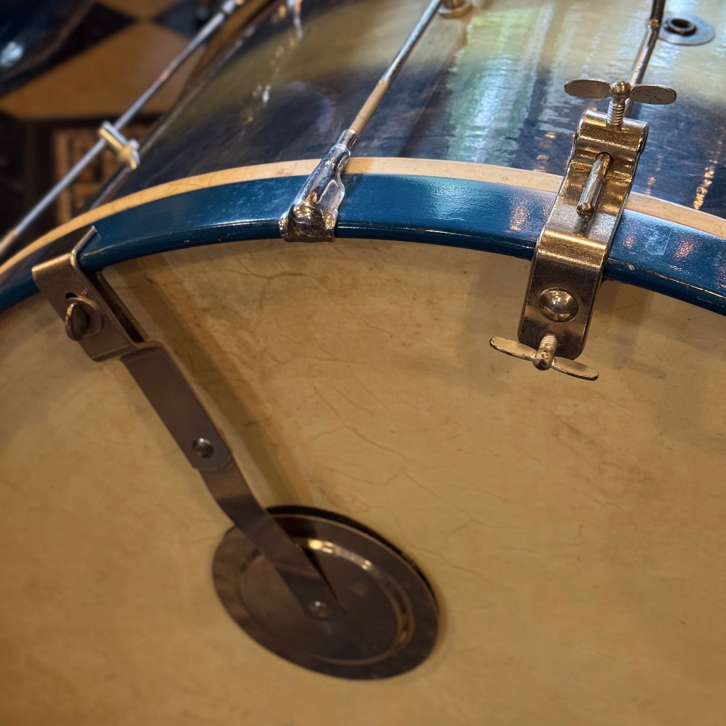 VINTAGE 1920's Leedy & Strupe Trap Kit in Silver & Blue Duco Pearl - 14x28, 9x13, 12x14, 5.5x14