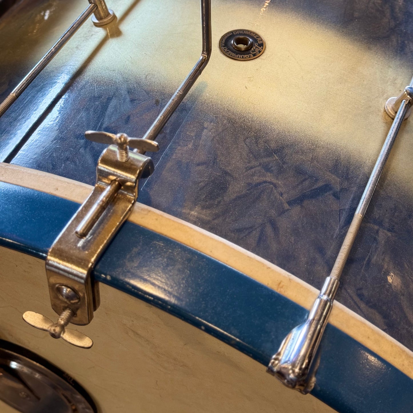 VINTAGE 1920's Leedy & Strupe Trap Kit in Silver & Blue Duco Pearl - 14x28, 9x13, 12x14, 5.5x14