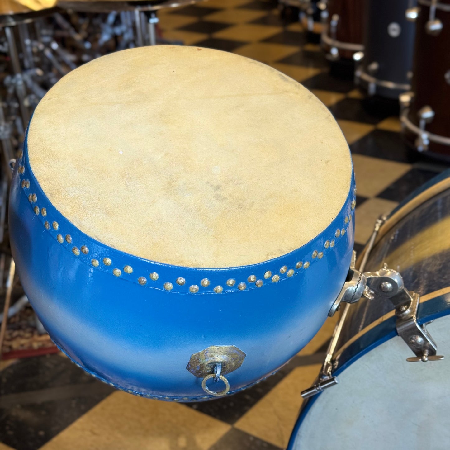 VINTAGE 1920's Leedy & Strupe Trap Kit in Silver & Blue Duco Pearl - 14x28, 9x13, 12x14, 5.5x14