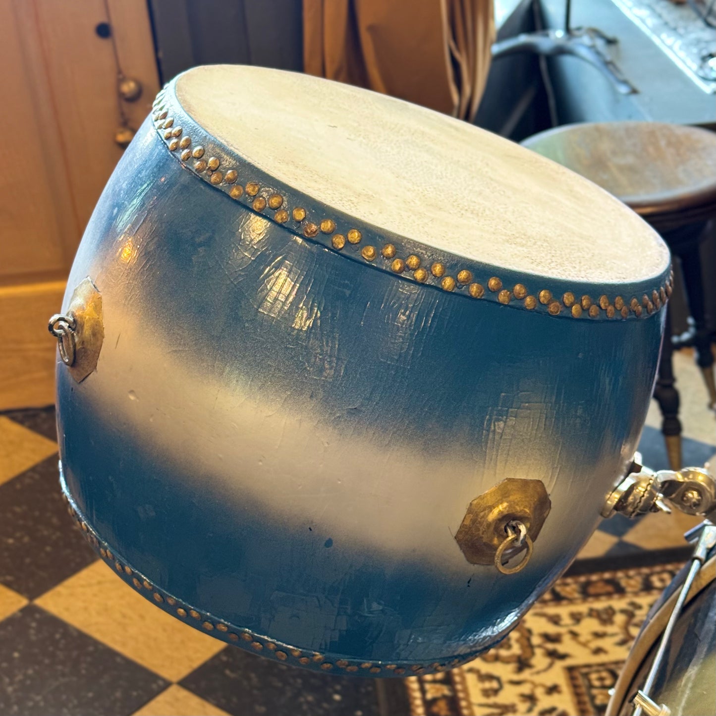 VINTAGE 1920's Leedy & Strupe Trap Kit in Silver & Blue Duco Pearl - 14x28, 9x13, 12x14, 5.5x14