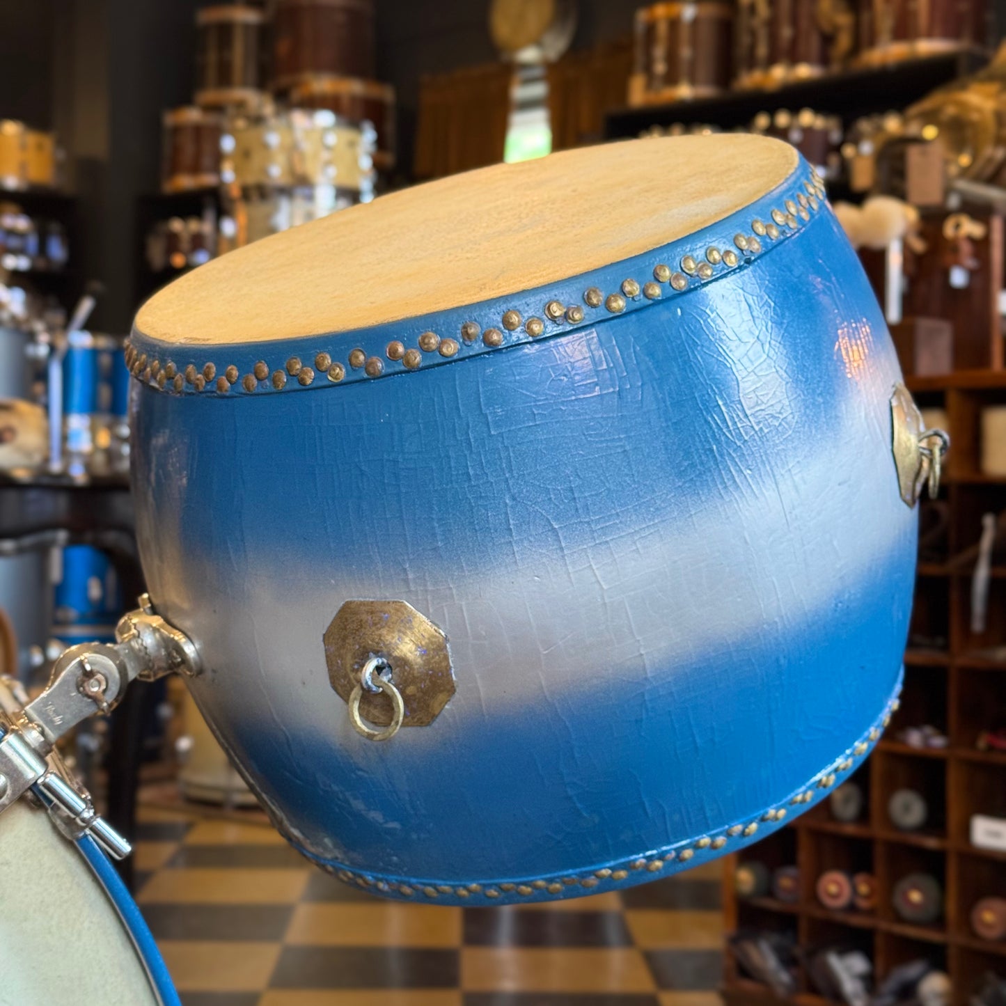 VINTAGE 1920's Leedy & Strupe Trap Kit in Silver & Blue Duco Pearl - 14x28, 9x13, 12x14, 5.5x14