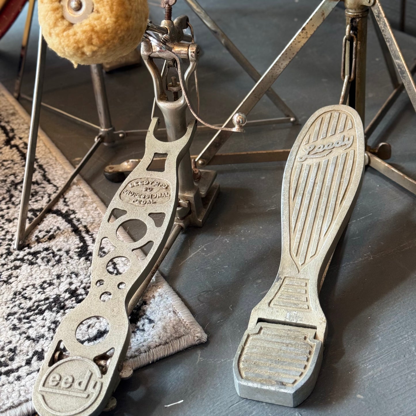 VINTAGE 1920's Leedy & Strupe Trap Kit in Silver & Blue Duco Pearl - 14x28, 9x13, 12x14, 5.5x14