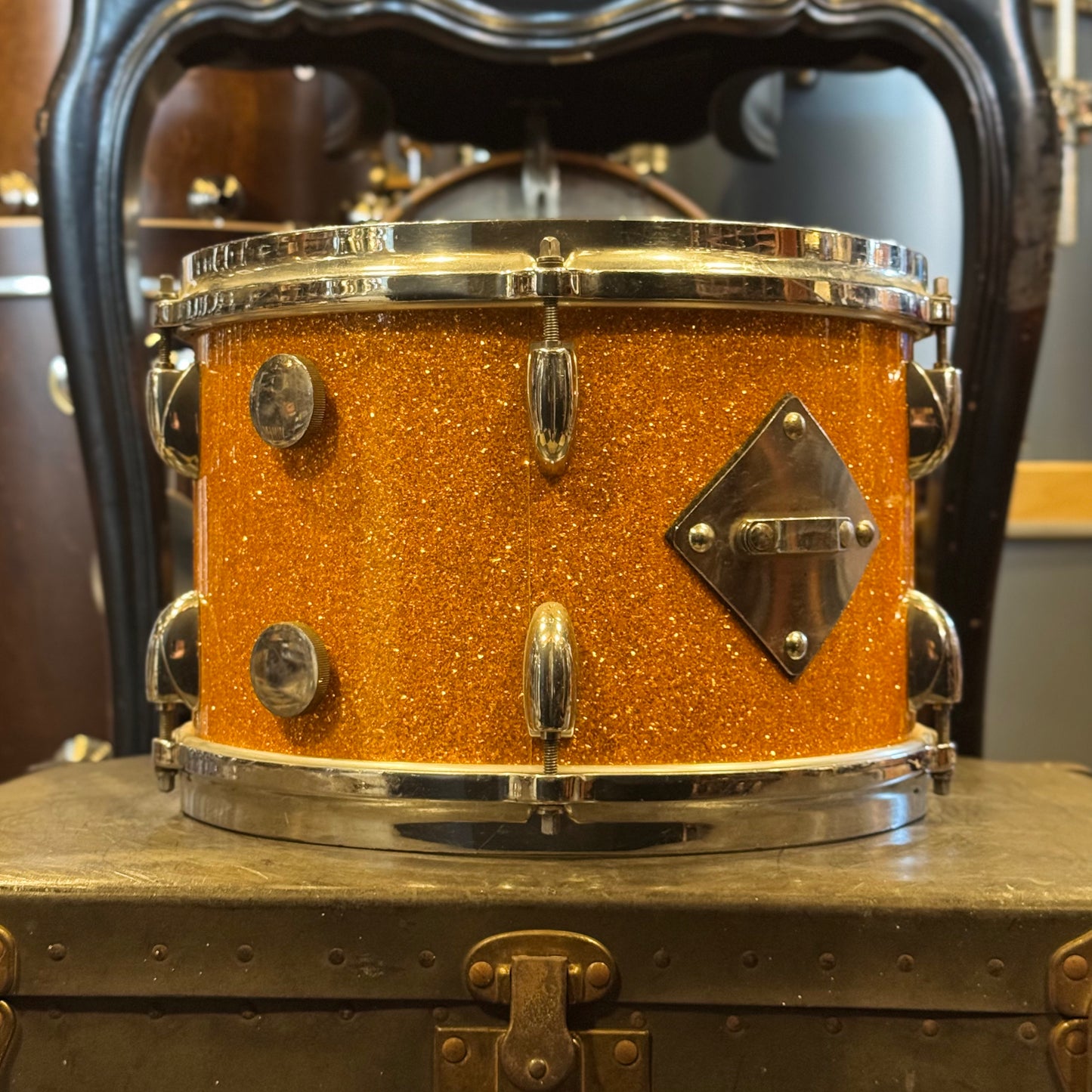 VINTAGE 1960's Gretsch 8x12 Round Badge Tom in Gold Sparkle Rewrap