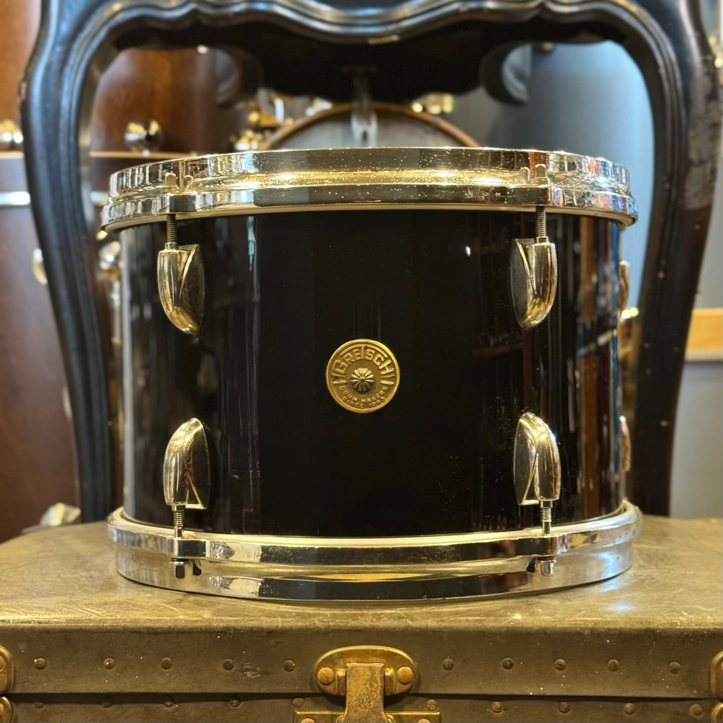 VINTAGE 1960's Gretsch Round Badge 8x12 Tom in Black Nitron
