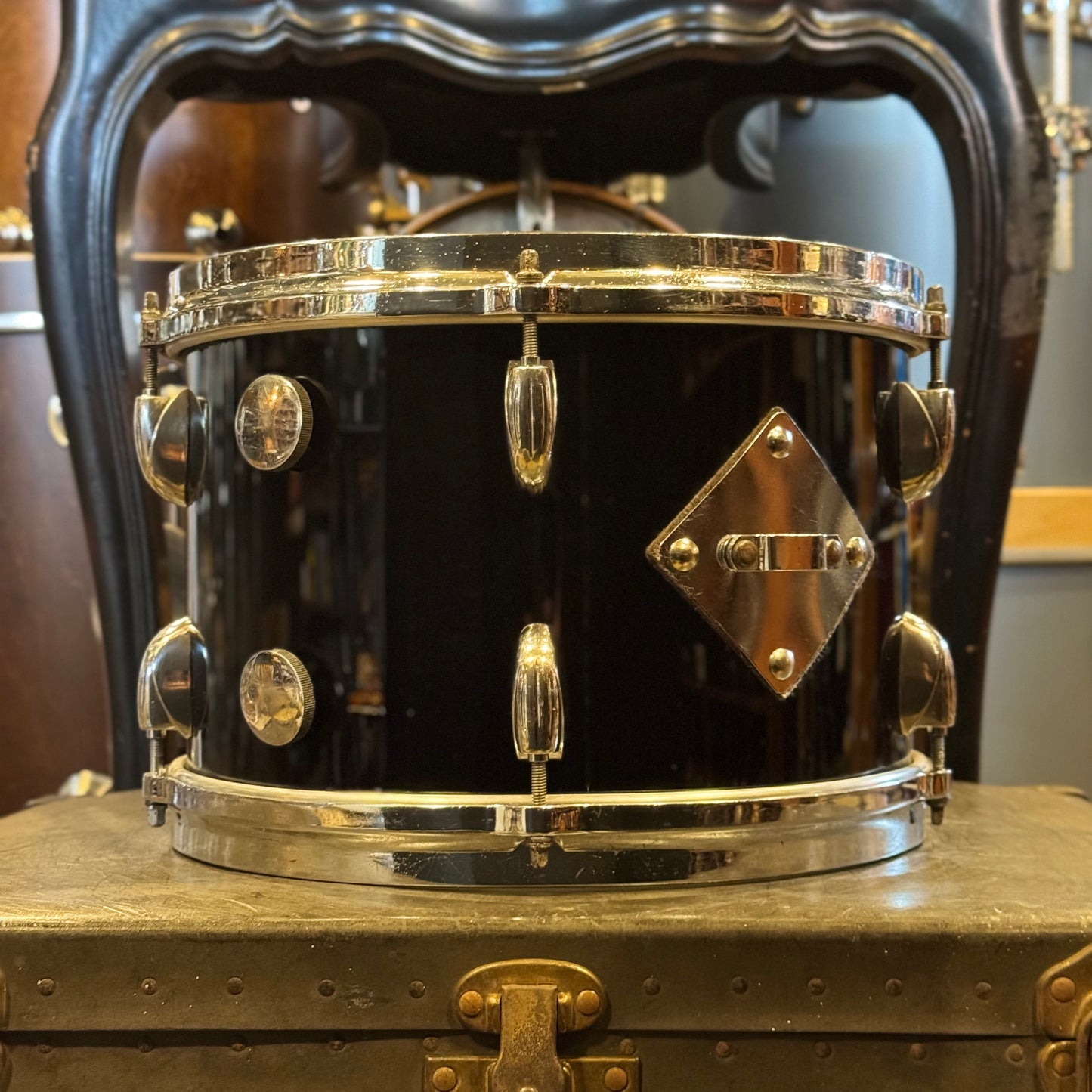 VINTAGE 1960's Gretsch Round Badge 8x12 Tom in Black Nitron