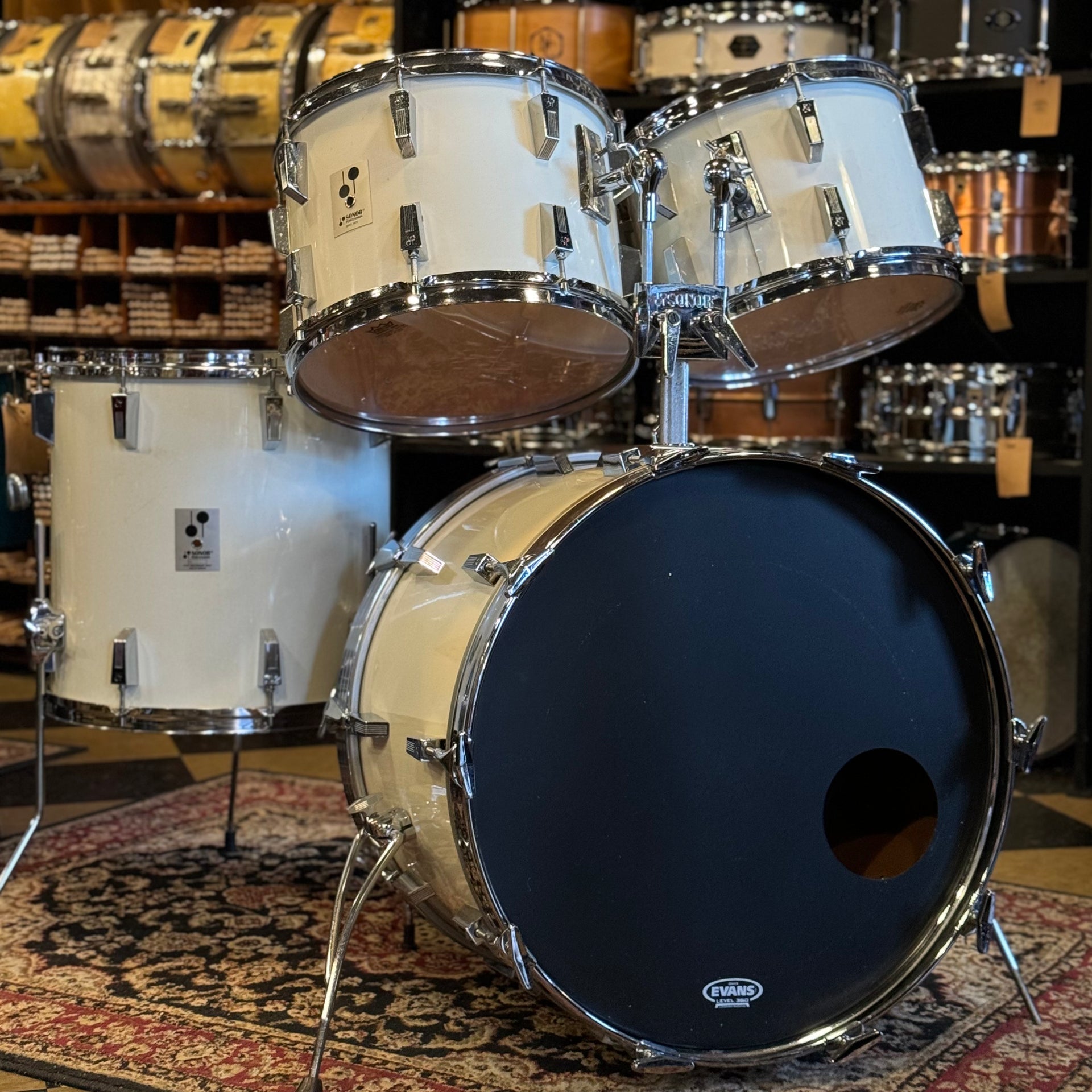 VINTAGE 1983 Sonor Phonic Drum Set in Gloss White - 14x22, 9x13