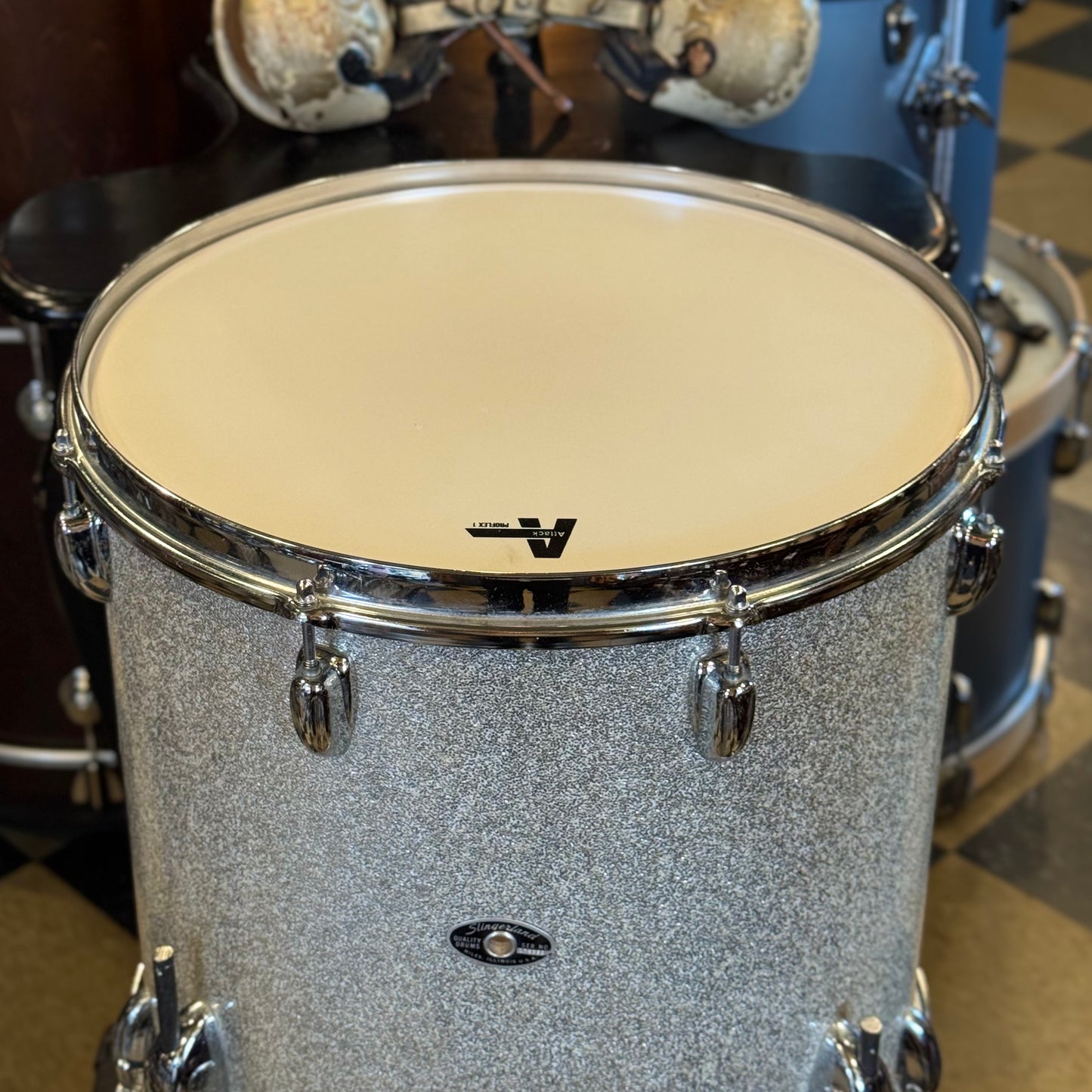 VINTAGE 1970's Slingerland 16x16 Floor Tom in Silver Sparkle