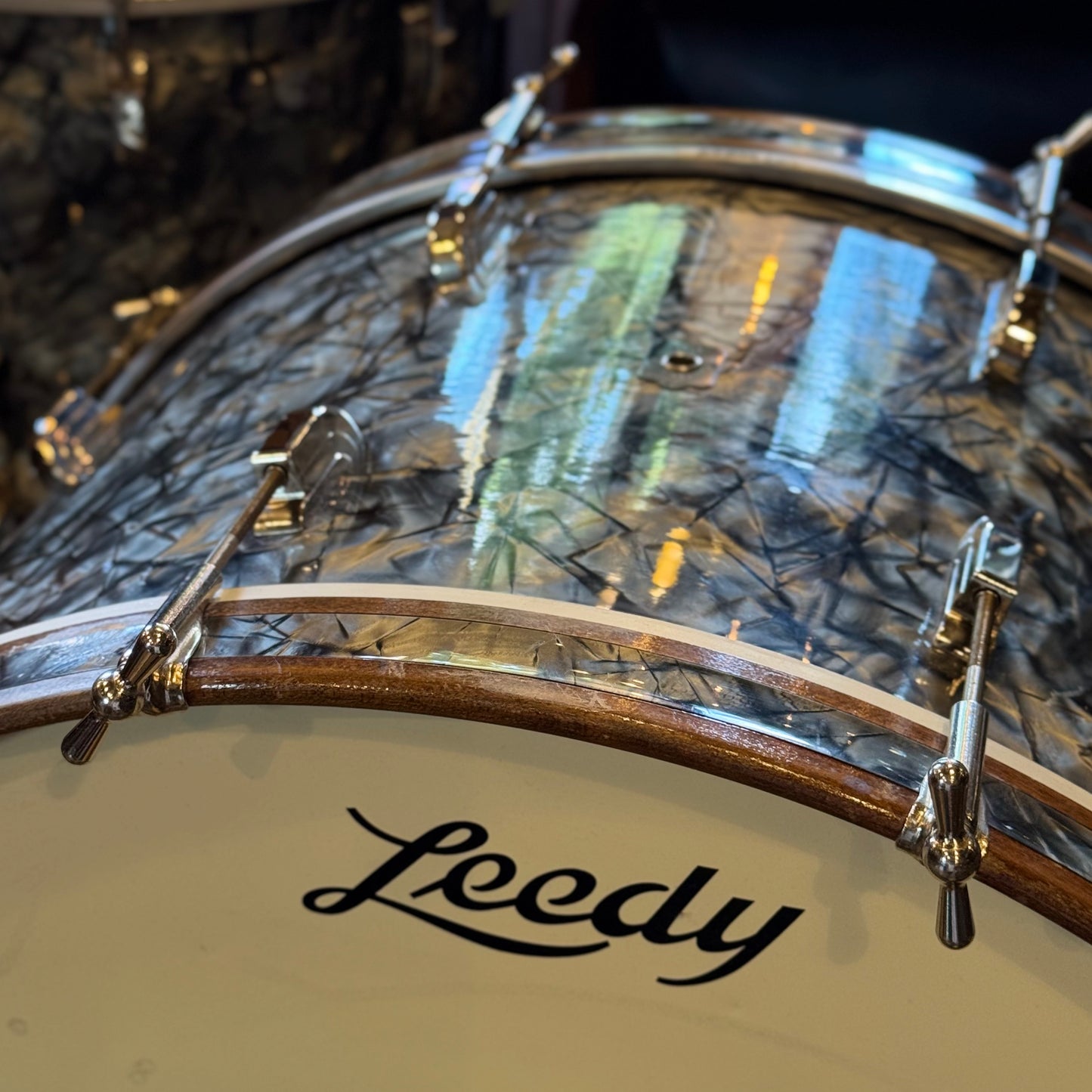 VINTAGE 1940's Leedy Drum Set in Black Diamond Pearl - 14x24, 9x13, 16x16 & 7x14 Broadway Snare Drum