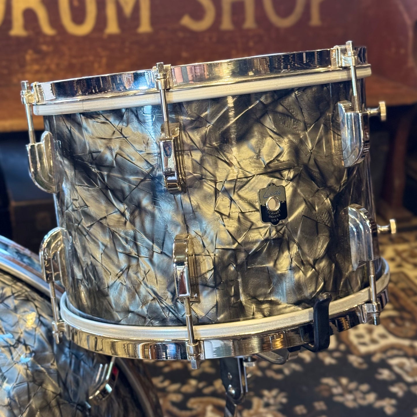 VINTAGE 1940's Leedy Drum Set in Black Diamond Pearl - 14x24, 9x13, 16x16 & 7x14 Broadway Snare Drum
