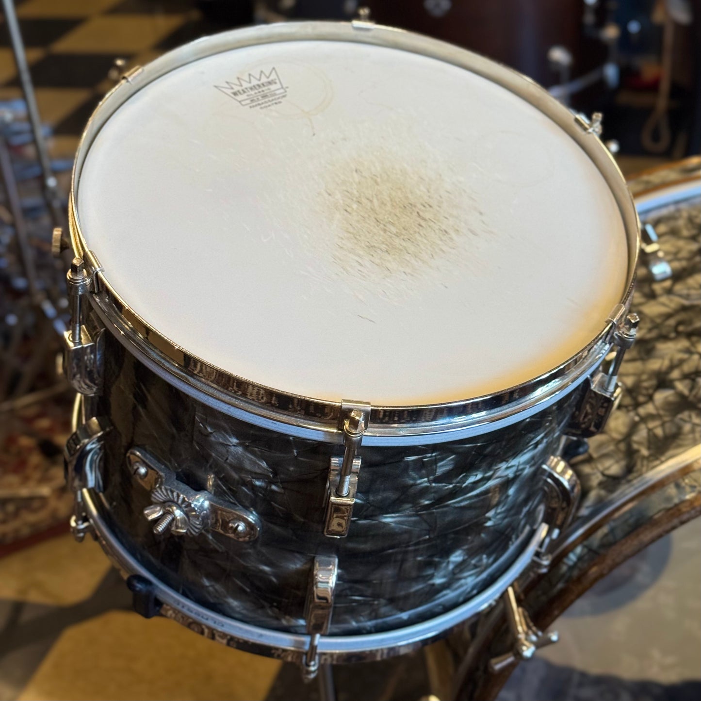 VINTAGE 1940's Leedy Drum Set in Black Diamond Pearl - 14x24, 9x13, 16x16 & 7x14 Broadway Snare Drum