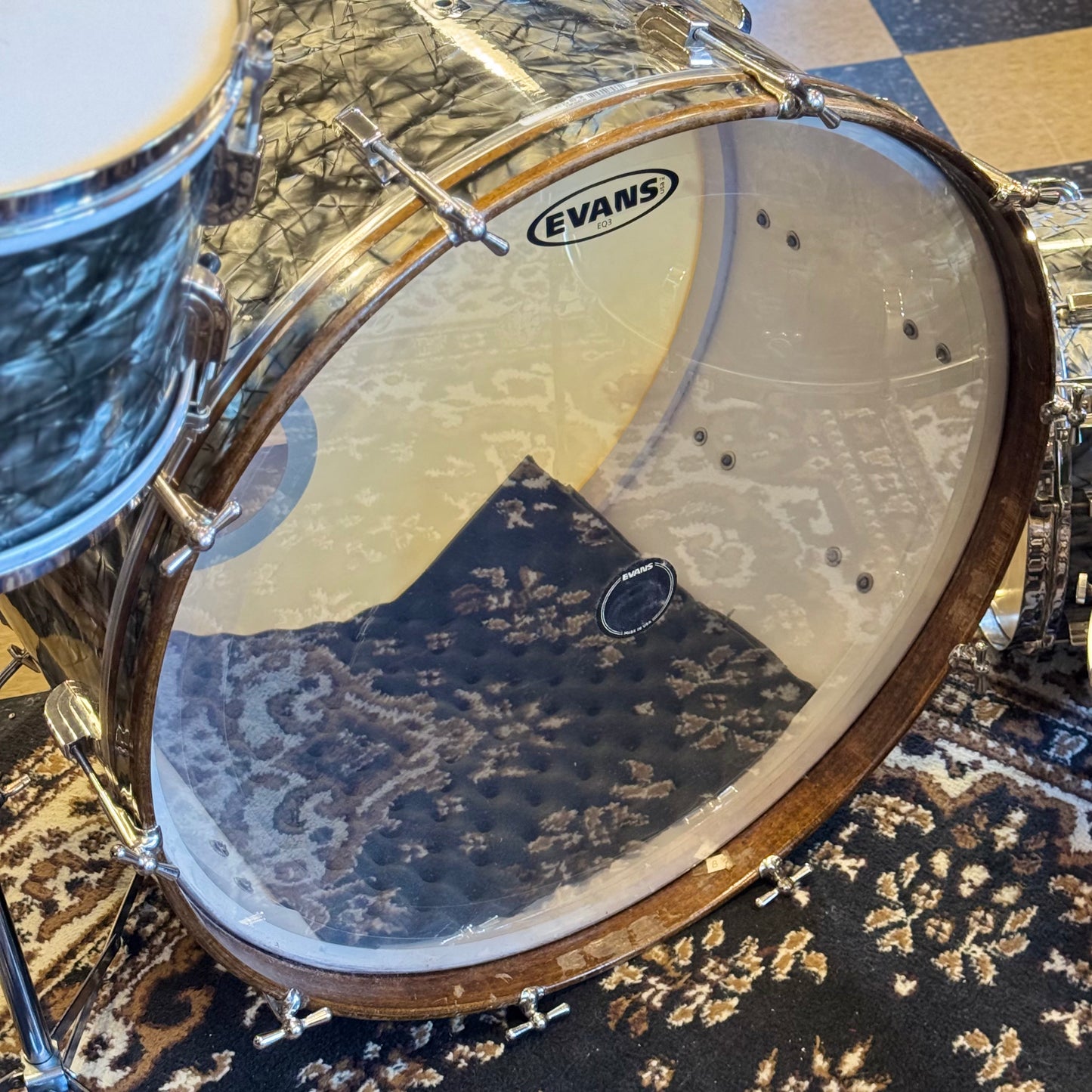 VINTAGE 1940's Leedy Drum Set in Black Diamond Pearl - 14x24, 9x13, 16x16 & 7x14 Broadway Snare Drum