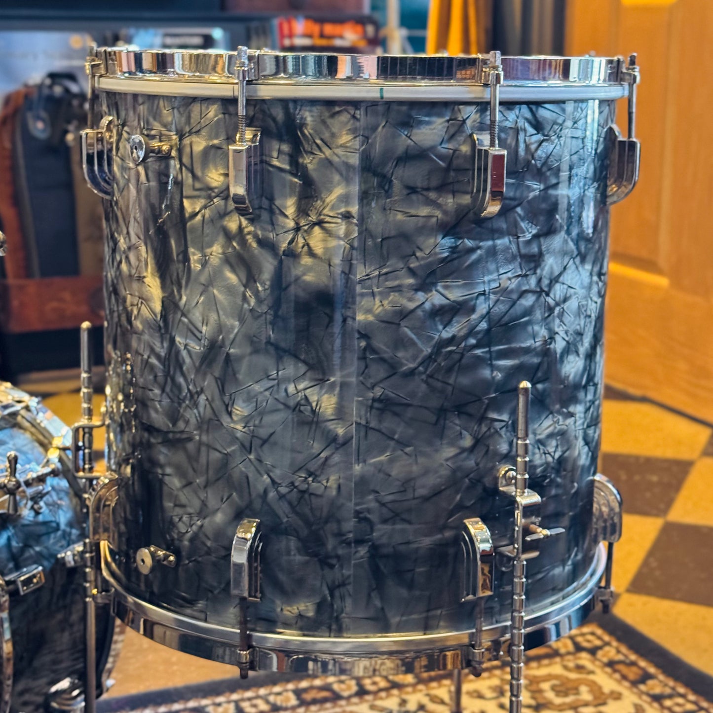 VINTAGE 1940's Leedy Drum Set in Black Diamond Pearl - 14x24, 9x13, 16x16 & 7x14 Broadway Snare Drum